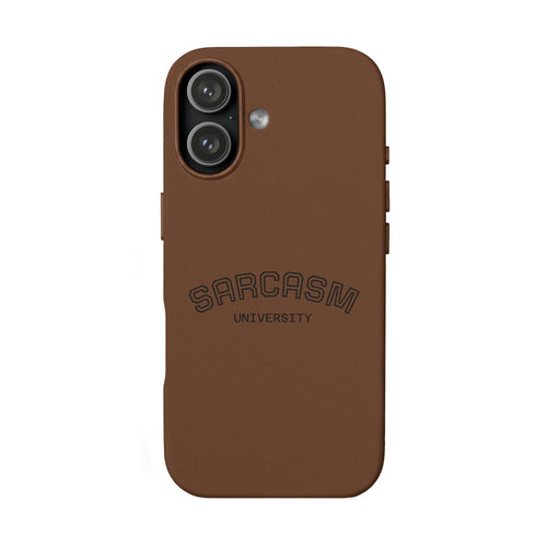 PU Leather Phone Case — 'Sarcasm University' Engraved