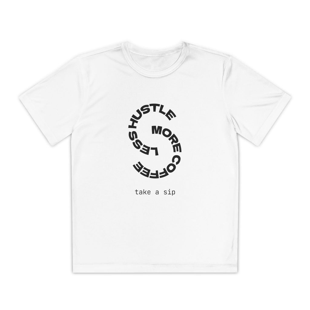 Youth Tee — "Hustle More, Coffee Less" Minimalist Graphic Shirt